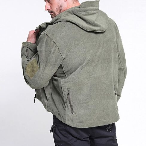 Men's Hoodie Fleece Jacket Warm Winter 6 Zip-Pockets Fleece Jacket Military Tactical Outwear Cardigan Jacket Coat in Kuwait