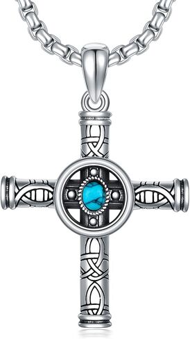 Seiyang 925 فضة الفيروز خمر Antiqued الصليب قلادة القلائد مجوهرات الدينية هدايا للرجال in Kuwait