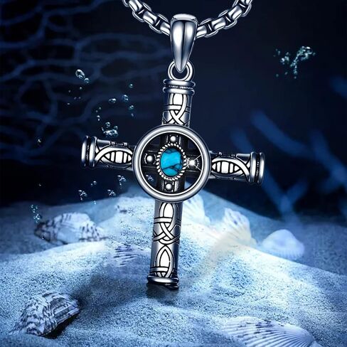 Seiyang 925 فضة الفيروز خمر Antiqued الصليب قلادة القلائد مجوهرات الدينية هدايا للرجال in Kuwait