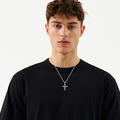 Seiyang 925 فضة الفيروز خمر Antiqued الصليب قلادة القلائد مجوهرات الدينية هدايا للرجال in Kuwait