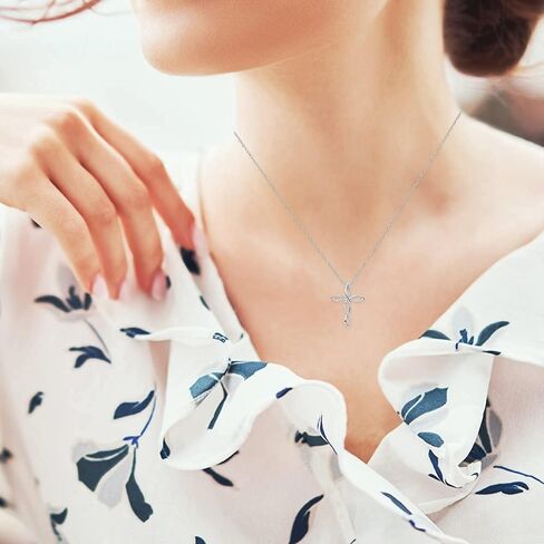 Sterling Silver Diamond Cross Pendant Necklace (1/6 cttw, I-J Color, I2-I3 Clarity), 18" in Kuwait