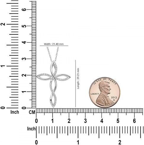 Sterling Silver Diamond Cross Pendant Necklace (1/6 cttw, I-J Color, I2-I3 Clarity), 18" in Kuwait