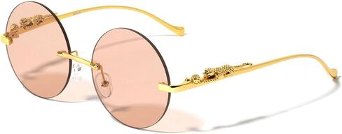 Jaguar Rimless Round Circle Lens Metal Frame Luxury Sunglasses in Kuwait