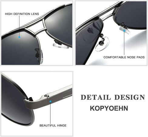 KopYoeHn Polarized Sunglasses for Men Women UV400 Protection Lens Metal Frame in Saudi Arabia
