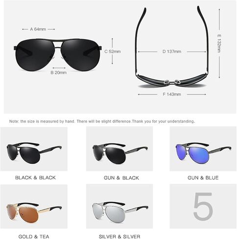 KopYoeHn Polarized Sunglasses for Men Women UV400 Protection Lens Metal Frame in Saudi Arabia
