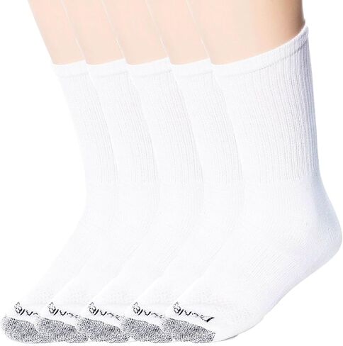 Dickies Genuine Mens 5-Pair Crew Style Work Socks - White with Grey (6-12) in Saudi Arabia