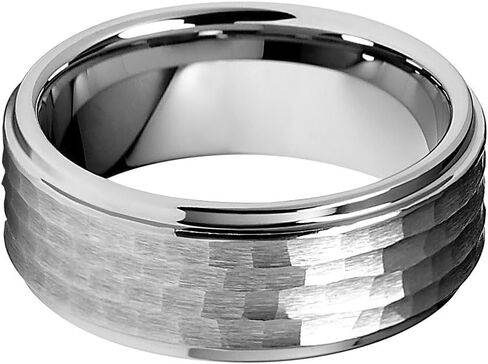 GoldenMine 9mm Hammered Men's Tungsten Wedding Band (Size 6 to 15) in Saudi Arabia