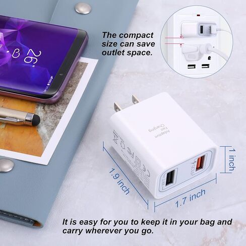 Dual USB Wall Charger, Costyle 3 Pack 30W 2 Ports Adaptive Fast Charging Block Quick Fast Charger 3.0 & 5V 2.4A Wall Plug Compatible iPhone 13 12 11 XS Max,Galaxy A16 S10 S9,Note 9 10,Pixel (Black) in Saudi Arabia