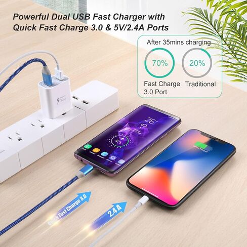 Dual USB Wall Charger, Costyle 3 Pack 30W 2 Ports Adaptive Fast Charging Block Quick Fast Charger 3.0 & 5V 2.4A Wall Plug Compatible iPhone 13 12 11 XS Max,Galaxy A16 S10 S9,Note 9 10,Pixel (Black) in Saudi Arabia
