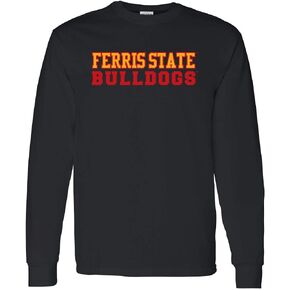 CreateMyTee | Ferris State Bulldogs Stacked Two Color Long Sleeve | in Saudi Arabia