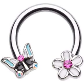 Covet Jewelry Spring Butterfly Flower Horseshoe Circular Barbell in Saudi Arabia