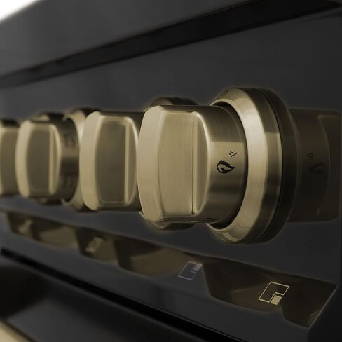 ZLINE Autograph Edition 30" 4.0 cu. ft. Dual Fuel Range with Gas Stove and Electric Oven in Black Stainless Steel with Champagne Bronze Accents (RABZ-30-CB) in Saudi Arabia
