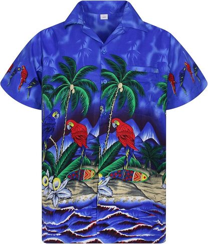 Funky Hawaiian Shirt, Shortsleeve, Parrot, Darkblue, XXL in Saudi Arabia