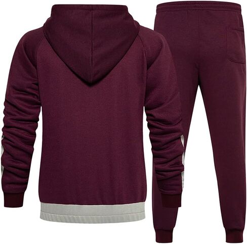 Men's Hooded Athletic Tracksuit Sweatsuit Long Sleeve Full-Zip Jogging Sweatpants 2 Piece Patchwork Sportsuits in Saudi Arabia