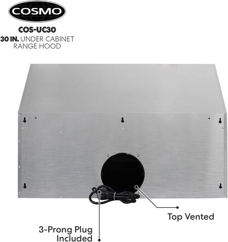 COSMO UC30 30 in. Ducted Under Cabinet Range Hood, Kitchen Over Stove Vent, 3-Speed Fan, Permanent Filters, LED Lights in Stainless Steel, 30 inch in Saudi Arabia