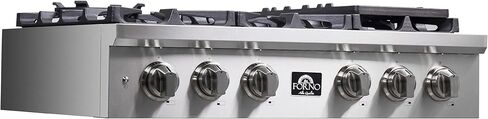 Forno Alta Qualita 36 Inch Gas Rangetop with 6 Sealed Dual Brass Burners Cooktop - Drop-In 304 Stainless Steel Stove Top, Heavy Duty Continuous Cast Iron Grates Gas Hob with LP Conversion Kit in Kuwait