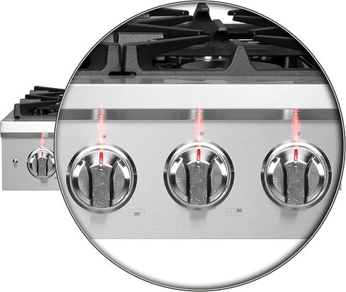 Forno Alta Qualita 36 Inch Gas Rangetop with 6 Sealed Dual Brass Burners Cooktop - Drop-In 304 Stainless Steel Stove Top, Heavy Duty Continuous Cast Iron Grates Gas Hob with LP Conversion Kit in Kuwait