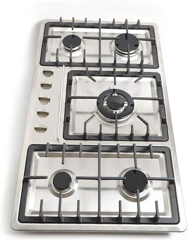Gas Stove Gas Cooktop 4/5 Burners, Built-in Gas Cooktop, Gas Hob LPG/NG Convertible, Stainless Steel Surface+Cast Iron Grates, Electric Ignition+Flame Failure System (5 Burners 86x50cm) in Saudi Arabia