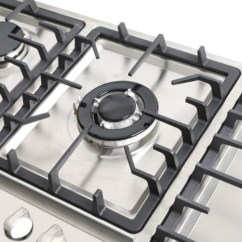 Gas Stove Gas Cooktop 4/5 Burners, Built-in Gas Cooktop, Gas Hob LPG/NG Convertible, Stainless Steel Surface+Cast Iron Grates, Electric Ignition+Flame Failure System (5 Burners 86x50cm) in Saudi Arabia