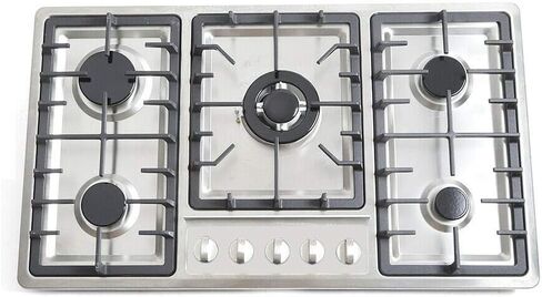 Gas Stove Gas Cooktop 4/5 Burners, Built-in Gas Cooktop, Gas Hob LPG/NG Convertible, Stainless Steel Surface+Cast Iron Grates, Electric Ignition+Flame Failure System (5 Burners 86x50cm) in Saudi Arabia
