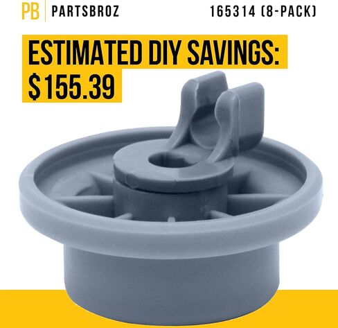 00165314 165314 Dishwasher Rack Wheels (8-Pack) by PartsBroz - Compatible Gaggenau, Kenmore, Thermador, Bosch Dishwasher Replacement Parts - Replaces AP2802428, PS3439123 - Upgraded, Durable Model in Saudi Arabia