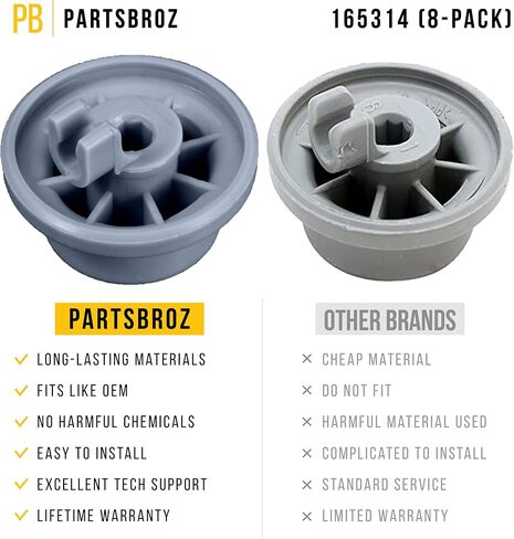 00165314 165314 Dishwasher Rack Wheels (8-Pack) by PartsBroz - Compatible Gaggenau, Kenmore, Thermador, Bosch Dishwasher Replacement Parts - Replaces AP2802428, PS3439123 - Upgraded, Durable Model in Saudi Arabia
