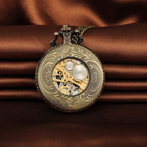 Unendlich U Mechanical Pocket Watch 12 Constellation Compass Vintage Roman Numerals Scale Pocket Watch with Chain in Kuwait