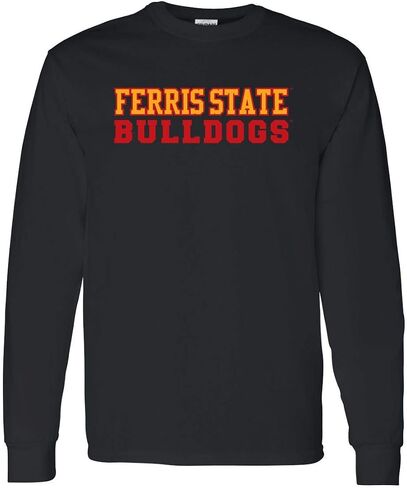 CreateMyTee | Ferris State Bulldogs Stacked Two Color Long Sleeve | in Saudi Arabia