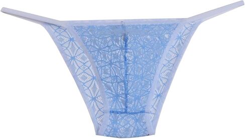 Jaxu Men's Rhombic Lace Bikini Briefs Side Open Underwear See-through See-through Cheeky Briefs in Kuwait