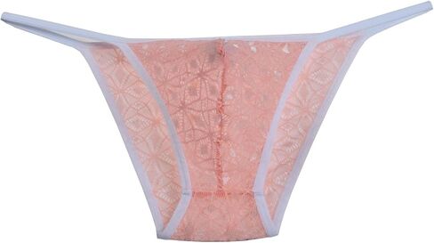 Jaxu Men's Rhombic Lace Bikini Briefs Side Open Underwear See-through See-through Cheeky Briefs in Kuwait