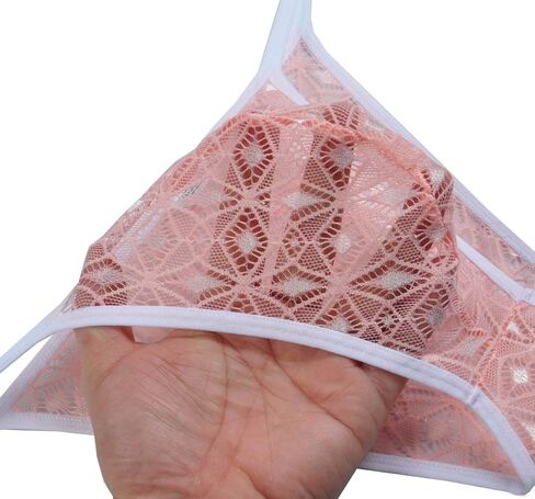 Jaxu Men's Rhombic Lace Bikini Briefs Side Open Underwear See-through See-through Cheeky Briefs in Kuwait