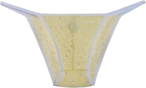 Jaxu Men's Rhombic Lace Bikini Briefs Side Open Underwear See-through See-through Cheeky Briefs in Kuwait