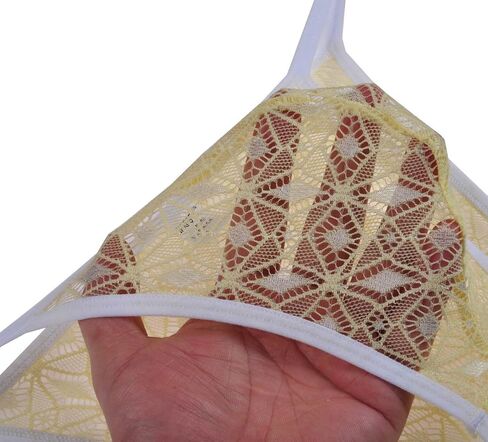 Jaxu Men's Rhombic Lace Bikini Briefs Side Open Underwear See-through See-through Cheeky Briefs in Kuwait