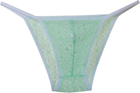 Jaxu Men's Rhombic Lace Bikini Briefs Side Open Underwear See-through See-through Cheeky Briefs in Kuwait