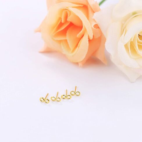 Sllaiss 14K مطلية بالذهب إنفينيتي الأنف خواتم ترصيع للنساء الرجال 925 الفضة الاسترليني خواتم الأنف مجموعة 2 أزواج 22G الأنف ثقب المجوهرات in Kuwait