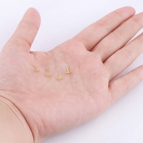 Sllaiss 14K مطلية بالذهب إنفينيتي الأنف خواتم ترصيع للنساء الرجال 925 الفضة الاسترليني خواتم الأنف مجموعة 2 أزواج 22G الأنف ثقب المجوهرات in Kuwait