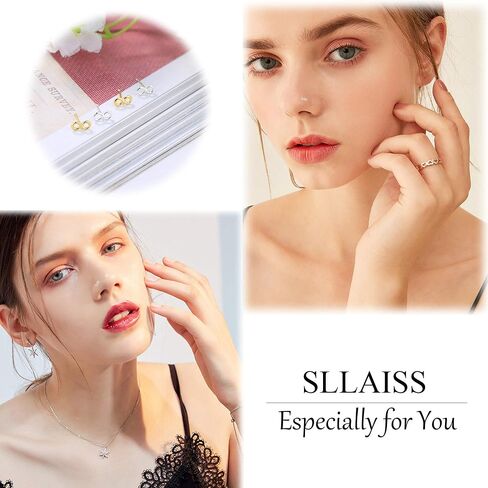 Sllaiss 14K مطلية بالذهب إنفينيتي الأنف خواتم ترصيع للنساء الرجال 925 الفضة الاسترليني خواتم الأنف مجموعة 2 أزواج 22G الأنف ثقب المجوهرات in Kuwait