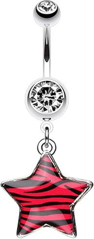 Covet Jewelry Zebra Star Dangle Belly Button Ring in Saudi Arabia