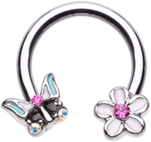 Covet Jewelry Spring Butterfly Flower Horseshoe Circular Barbell in Saudi Arabia