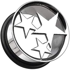 Three Star Hollow Steel Single Flared Ear Gauge Plug in Saudi Arabia