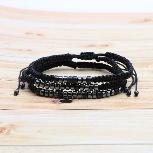 JoycuFF Inspirational 𝗠𝗼𝗿𝘀𝗲 𝗖𝗼𝗱𝗲 𝗕𝗿𝗮𝗰𝗲𝗹𝗲𝘁𝘀 𝗳𝗼𝗿 𝗪𝗼𝗺𝗲𝗻 Men Secret Message Obsidian Beads 𝗛𝗮𝗻𝗱𝗺𝗮𝗱𝗲 Woven Jewelry 𝗕𝗶𝗿𝘁𝗵𝗱𝗮𝘆 Gifts for Her in Saudi Arabia