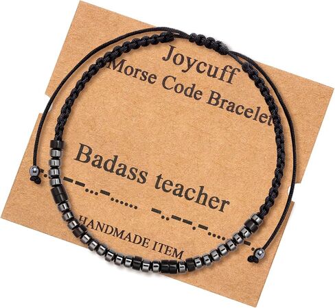 JoycuFF Inspirational 𝗠𝗼𝗿𝘀𝗲 𝗖𝗼𝗱𝗲 𝗕𝗿𝗮𝗰𝗲𝗹𝗲𝘁𝘀 𝗳𝗼𝗿 𝗪𝗼𝗺𝗲𝗻 Men Secret Message Obsidian Beads 𝗛𝗮𝗻𝗱𝗺𝗮𝗱𝗲 Woven Jewelry 𝗕𝗶𝗿𝘁𝗵𝗱𝗮𝘆 Gifts for Her in Saudi Arabia
