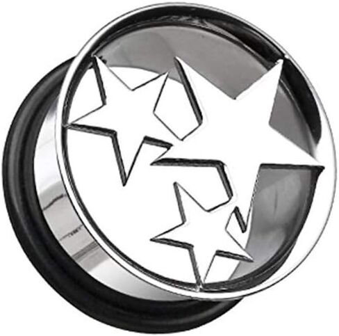 Three Star Hollow Steel Single Flared Ear Gauge Plug in Saudi Arabia