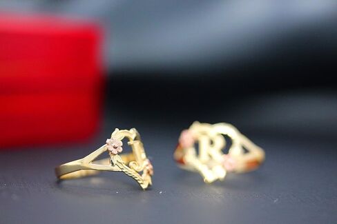 CaliRoseJewelry 10k Gold Initial Alphabet Personalized Heart Ring - Letter M in Kuwait