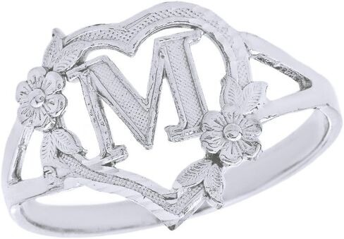 CaliRoseJewelry 10k Gold Initial Alphabet Personalized Heart Ring - Letter M in Kuwait