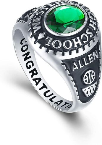 PJM Customized Sterling Silver Men High School and College Class Ring – Modern Collection – Fully Personalized - Mementos Jewelry in Kuwait