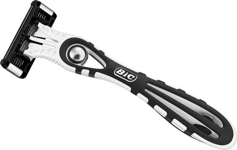 BIC Hybrid 5 Flex Refillable Men's Razor, 1 Weighted Handle and 10 Nano-Tech Titanium 5-Blade Refills with Precision Blade - Bundle of 1+10 in Saudi Arabia