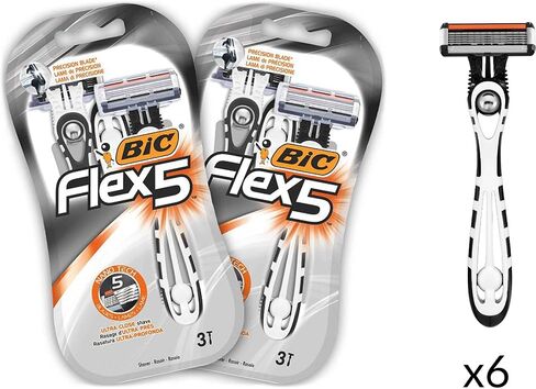 BIC Hybrid 5 Flex Refillable Men's Razor, 1 Weighted Handle and 10 Nano-Tech Titanium 5-Blade Refills with Precision Blade - Bundle of 1+10 in Saudi Arabia