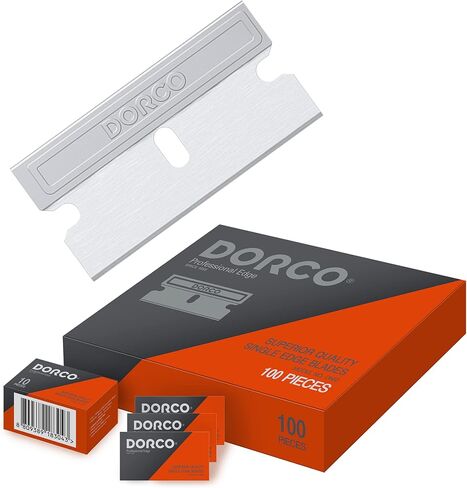 10 قطع، شفرة ذات حافة واحدة ذات جودة احترافية من DORCO - حافة حادة من الفولاذ الكربوني مع مقبض من الألومنيوم in Kuwait