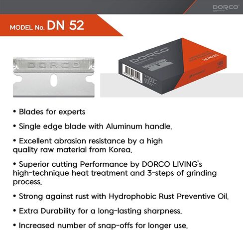 10 قطع، شفرة ذات حافة واحدة ذات جودة احترافية من DORCO - حافة حادة من الفولاذ الكربوني مع مقبض من الألومنيوم in Kuwait
